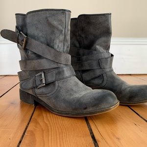 Gray Faux Leather Booties